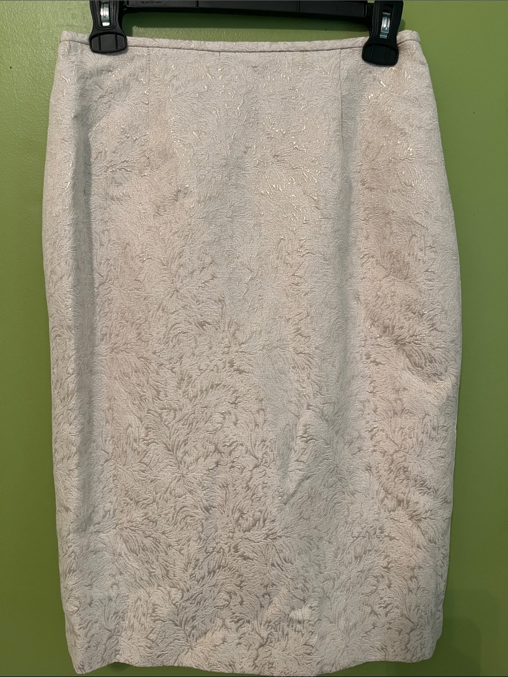 NWOT Adrianna Papell Glitter Jacquard Cream/Gold Pencil Skirt